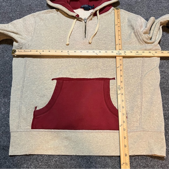 Vintage 90s Polo Ralph Lauren Two Tone 1/4 Zip Hoodie - Picture 3 of 7